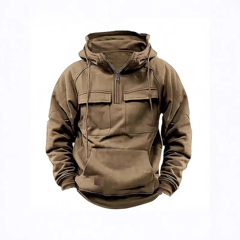 Veste Homme Rétro À Capuche Zippée – Style Décontracté Automne/Hiver 🍂🔥