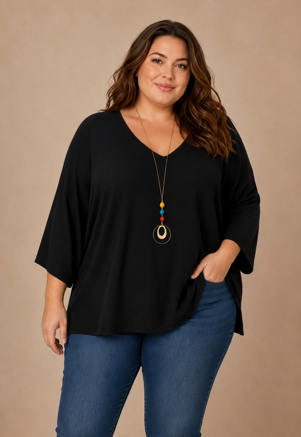 Pull uni avec collier