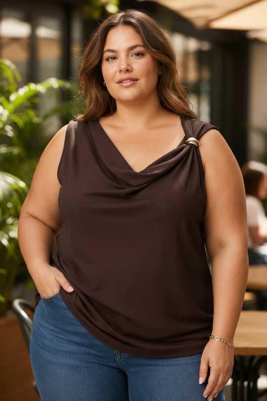 Top Drapé Bague Grande Taille