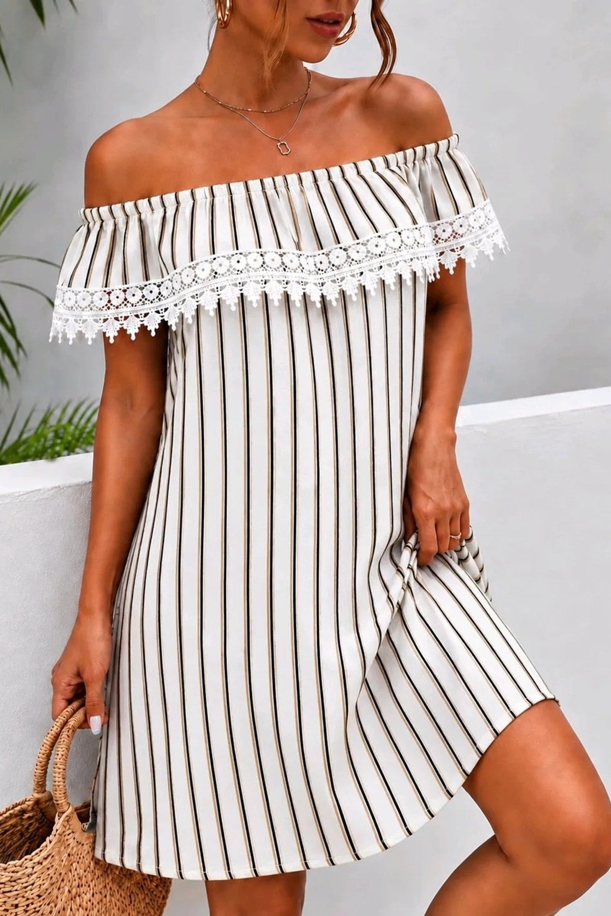 Robe mi-longue rayé