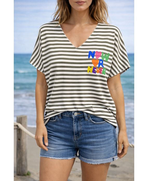 T-Shirt à Rayures Now or Never