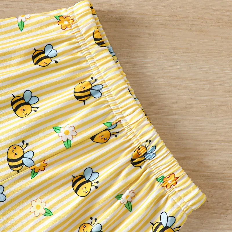 Ensemble 2 Pièces Short Fille Motif Abeille En Polyester
