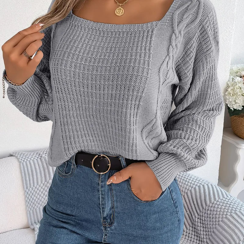 Pull Femme À Motif Géométrique Avec Design 3D, Manches Longues, Tissu 95% Et Plus, Style Vêtement De Rue