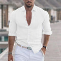 Chemise Lin Homme Manches Longues – Style Hawaïen Décontracté