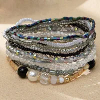 Ensemble De Bracelets En Perles De Cristal Multi-couches Bohème Pour Femmes