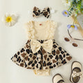 Costume Bébé Fille Une Pièce Dentelle & Imprimé | Bandeau Inclus