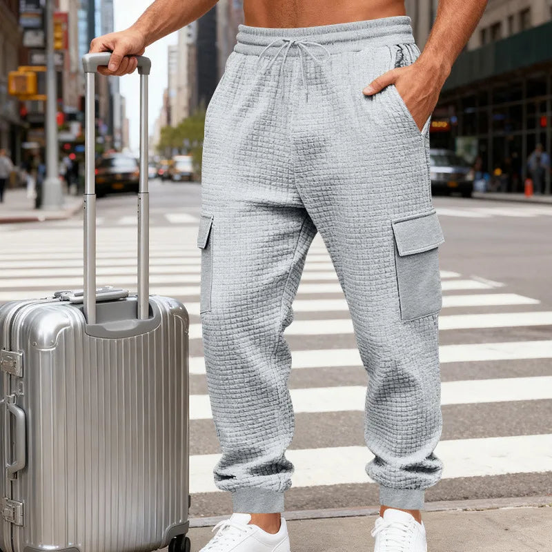 Pantalon De Jogging Homme Décontracté En Polyester Avec Motif Vichy Tissé