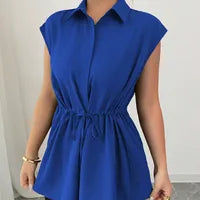 Top Chemise Femme Sans Manches Taille Élastiquée
