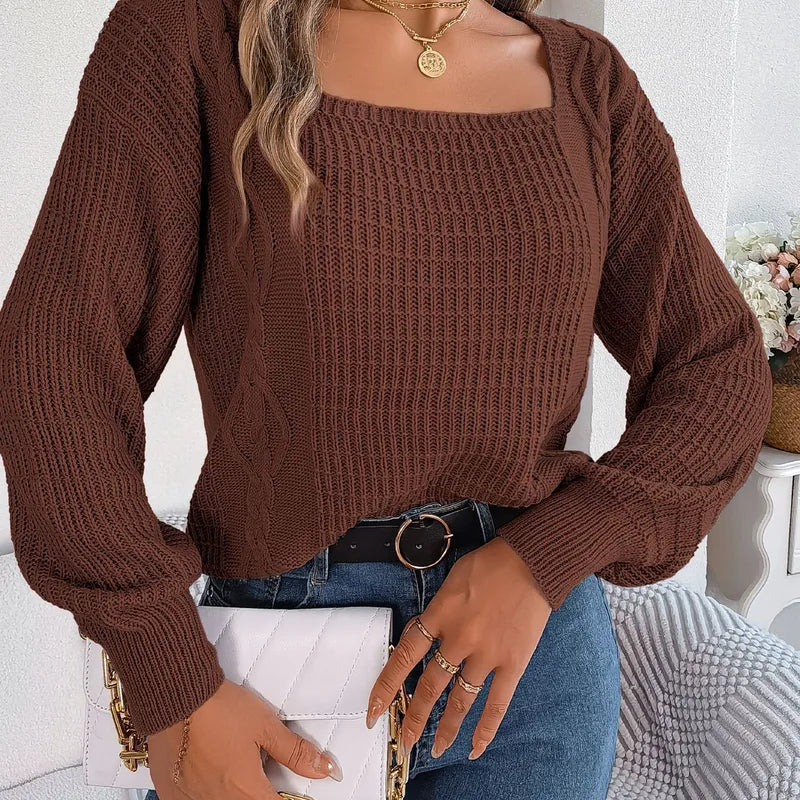 Pull Femme À Motif Géométrique Avec Design 3D, Manches Longues, Tissu 95% Et Plus, Style Vêtement De Rue