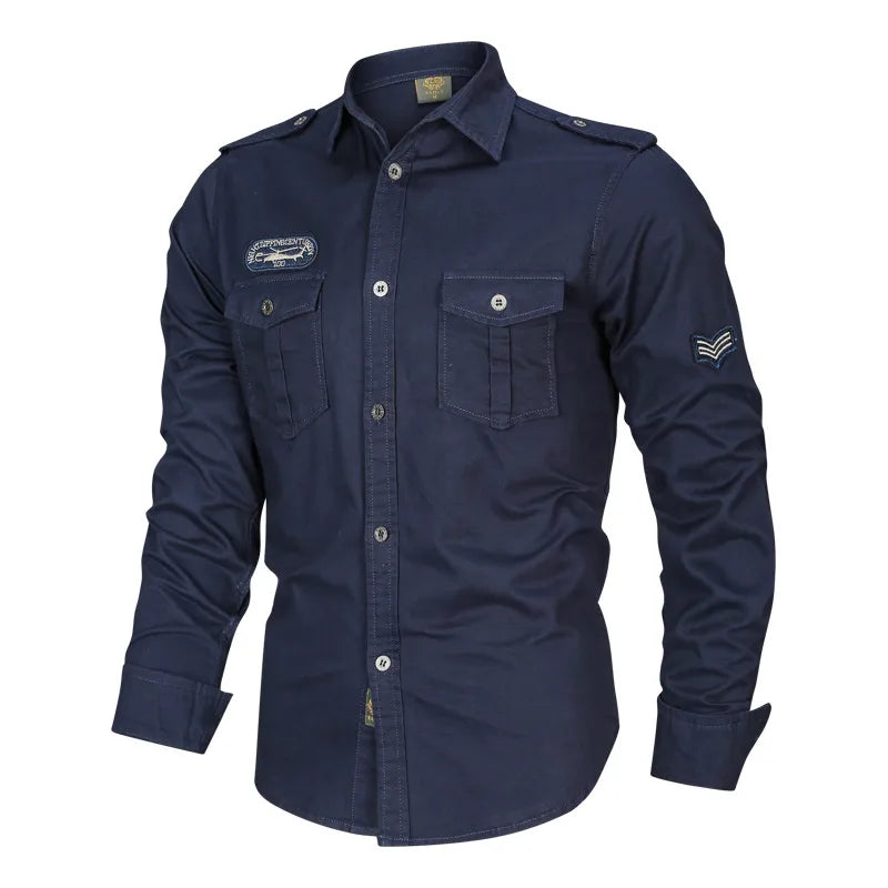 Chemise Homme À Manches Longues En Coton (plus De 90%) Style Décontractée Unie À Ouverture Frontale