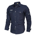 Chemise Homme À Manches Longues En Coton (plus De 90%) Style Décontractée Unie À Ouverture Frontale