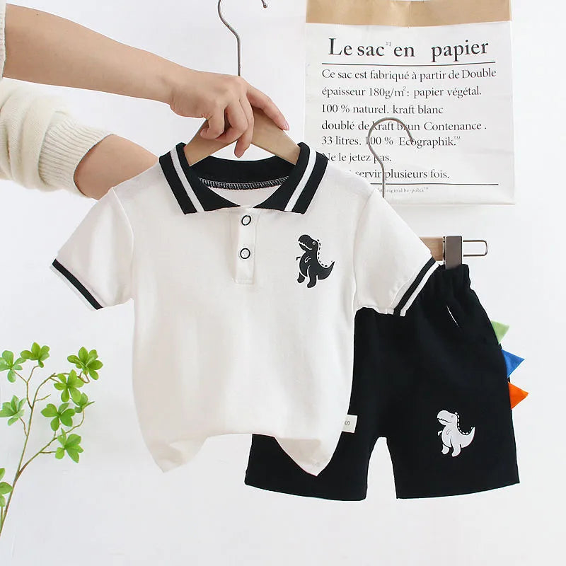 Décontractée Des Sports Lettre Dinosaure Coton Garçons Vêtements Ensembles