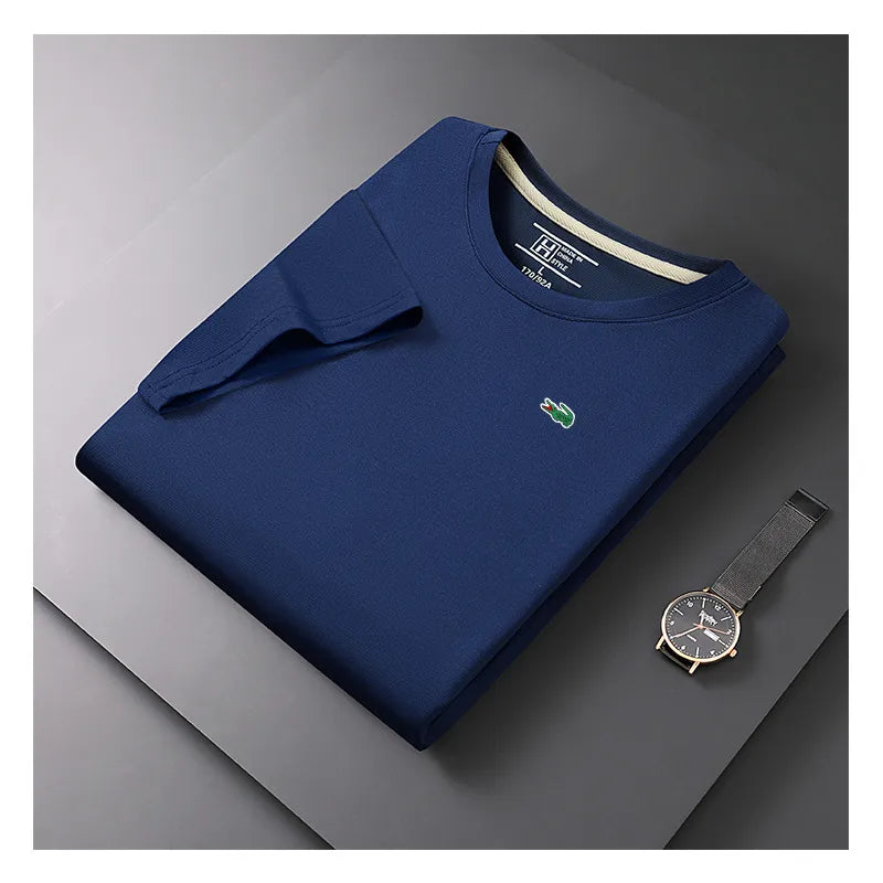 T-shirt D'été Pour Hommes À Manches Courtes Avec Broderie Logo Col Rond
