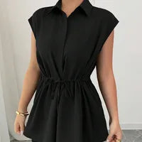 Top Chemise Femme Sans Manches Taille Élastiquée