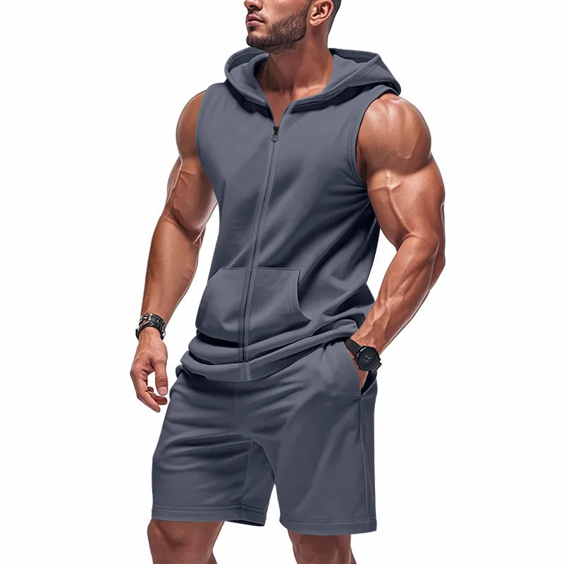 Ensemble Coordonné De Shorts Rouge En Polyester Pour Homme