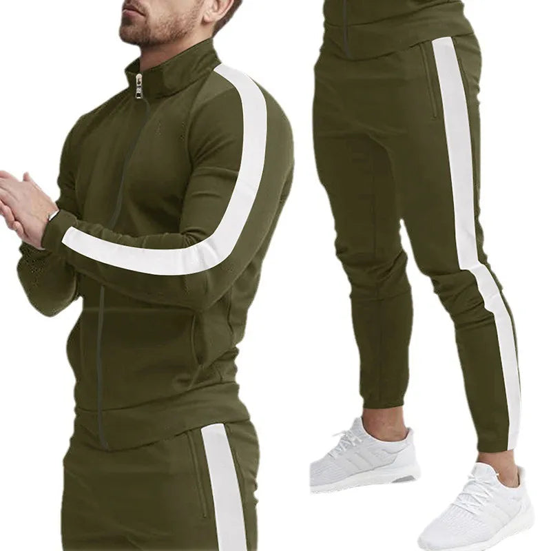 Ensemble Coordonné Pantalon Homme Décontracté En Mélange Coton Motif Épissage Sport