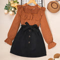 Vêtement De Rue Points Ronds Couleur Unie Mélange De Coton Polyester Filles Vêtements Ensembles