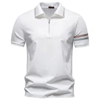 Polo Homme Style Entreprise À Manches Courtes En Rayonne Couleur Unie Avec Fermeture Éclair