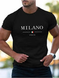 Hommes Lettre Décontractée Col Rond Manche Courte Coupe Régulière T-shirt Homme