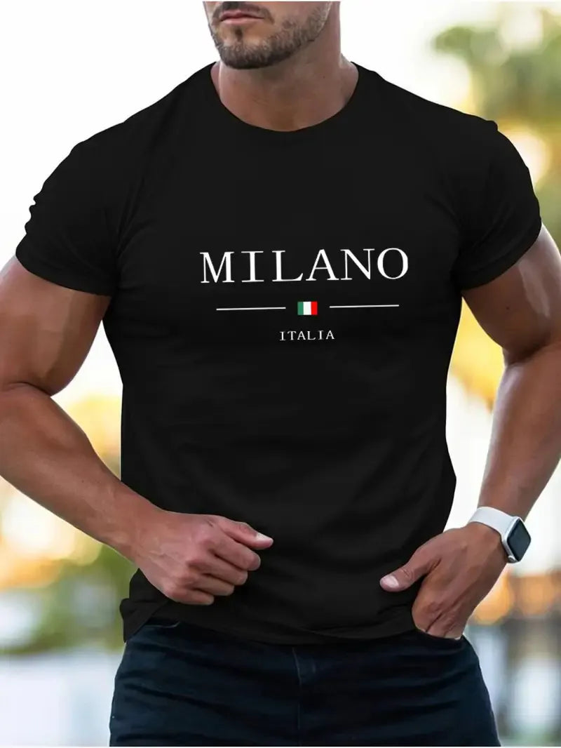 Hommes Lettre Décontractée Col Rond Manche Courte Coupe Régulière T-shirt Homme