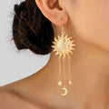Boucles D'oreilles Motif Soleil En Alliage Doré KC, Style Marin Pour Femme Avec Artisanat De Torsion Élégant