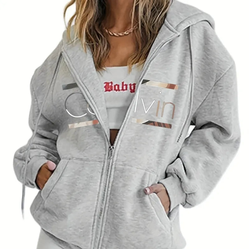 Sweat À Capuche Pour Femmes À Manches Longues En Polyester Avec Motif Lettres Et Chiffres, Style Décontracté, Vente En Gros, Imprimé