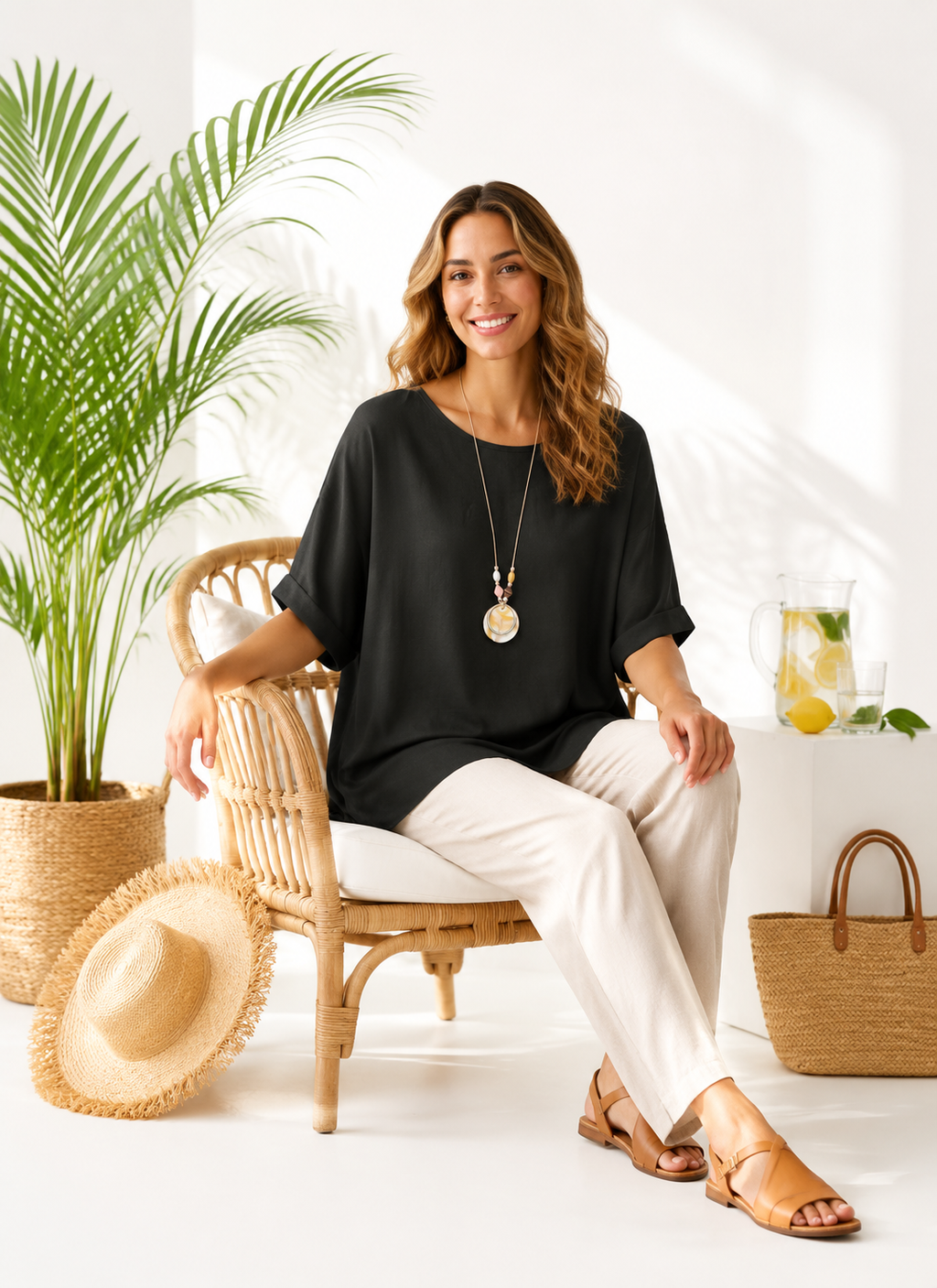 Blouse à col rond avec collier