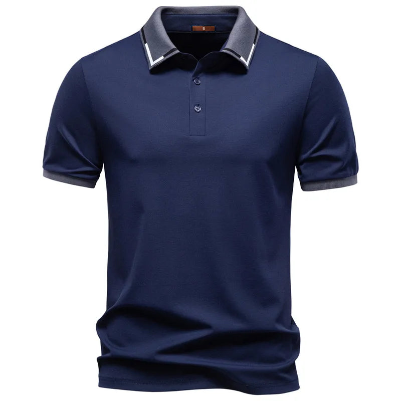 Polo Homme Décontracté À Manches Courtes En Rayonne Unie Avec Col Polo, Vente En Gros, Finition Jacquard Élégante