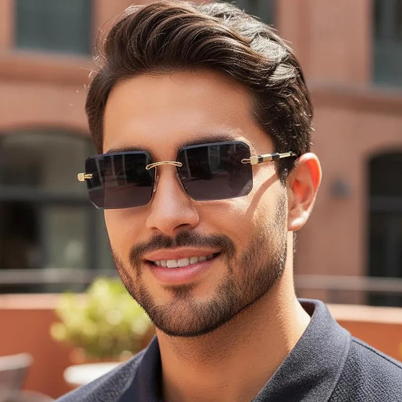 Lunettes De Soleil Carrées Sans Cadre – Style Plage Élégant ☀️😎