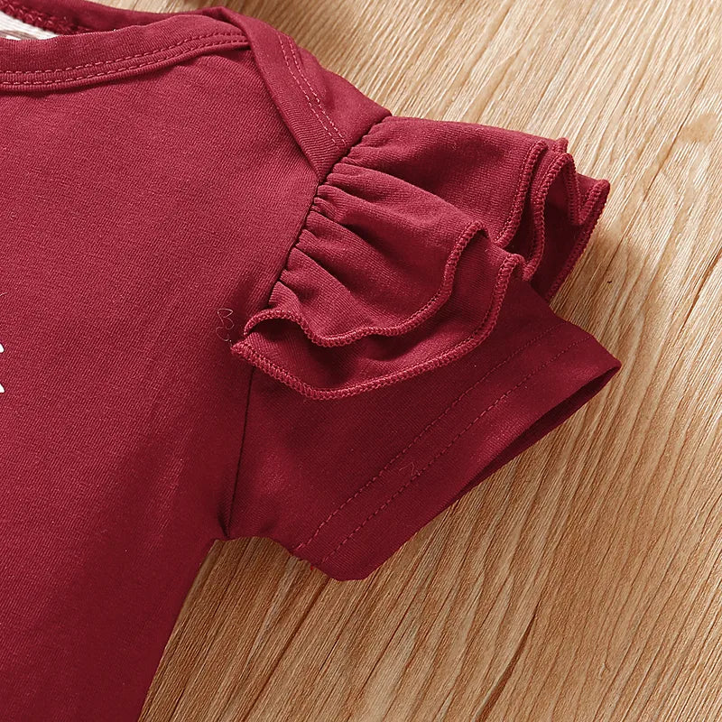 Ensemble Trois Pièces Pour Filles En Coton Avec Manches Courtes Et Imprimé Lettres Style Coréen Printemps Automne