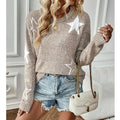 Pull Femme À Manches Longues En Polyester Avec Motif Étoile Et Poche