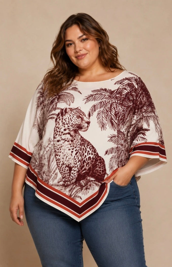 Haut Poncho Léopard