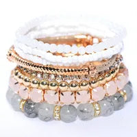 Ensemble De Bracelets En Perles De Cristal Multi-couches Bohème Pour Femmes