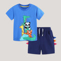 Ensemble Pantalon Garçon À Manches Courtes Avec Imprimé Dessin Animé En Coton 2 Pièces