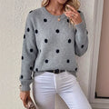 Pull Col Rond À Enfiler À Pois En Tricot Avec Manches Longues Et Motif Jacquard