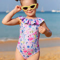 Maillot De Bain Une-pièce Pour Filles Motif Flamant En Polyester, Spécial Natation