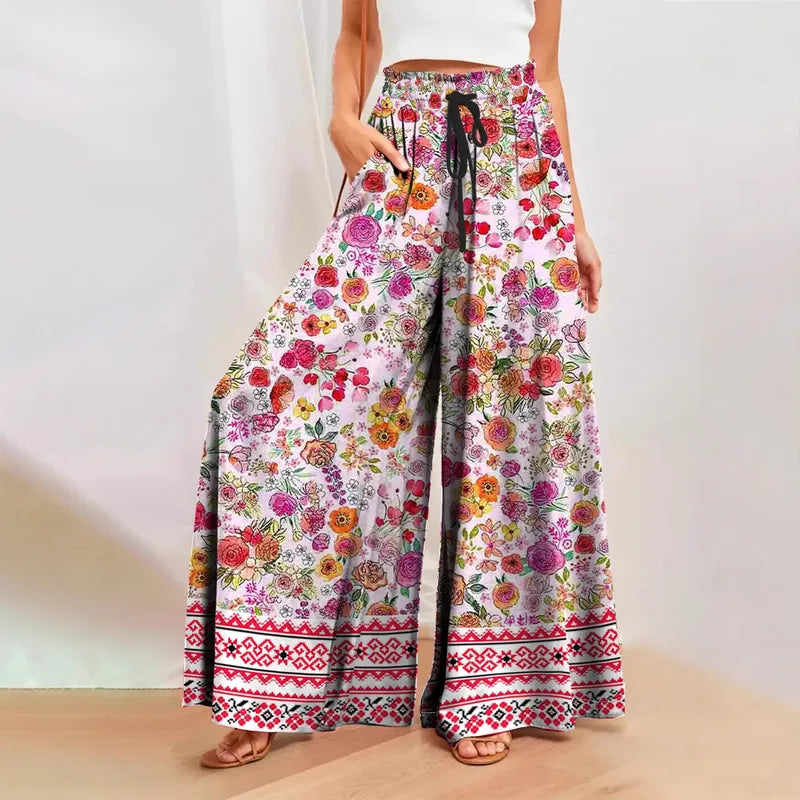 Pantalon Bohème Imprimé Femme – Style Vacances Printemps Été