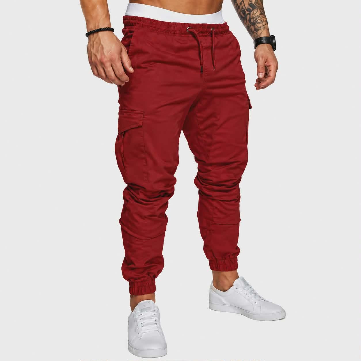 Pantalon Homme – Coupe Large, Multi-Poches, Tissu Twill Coton, Taille Élastique