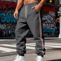 Pantalon De Sport Long Pour Homme En Polyester Avec Rayures Latérales