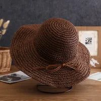 Nouveau Chapeau D'été Femme Chapeau De Soleil Paille Tout-match Protection Solaire Grand Bord Pliant