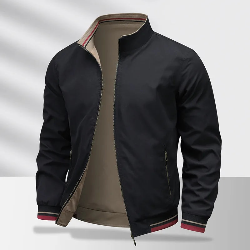 Veste Homme Style Vintage À Fermeture Éclair, Motif Uni, En Polyester Confortable, Parfaite Pour Un Look Rétro Élégant