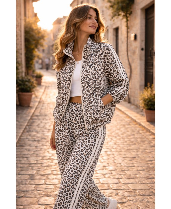 VESTE ZIPEE LEOPARD 2 POCHES 2 BANDES