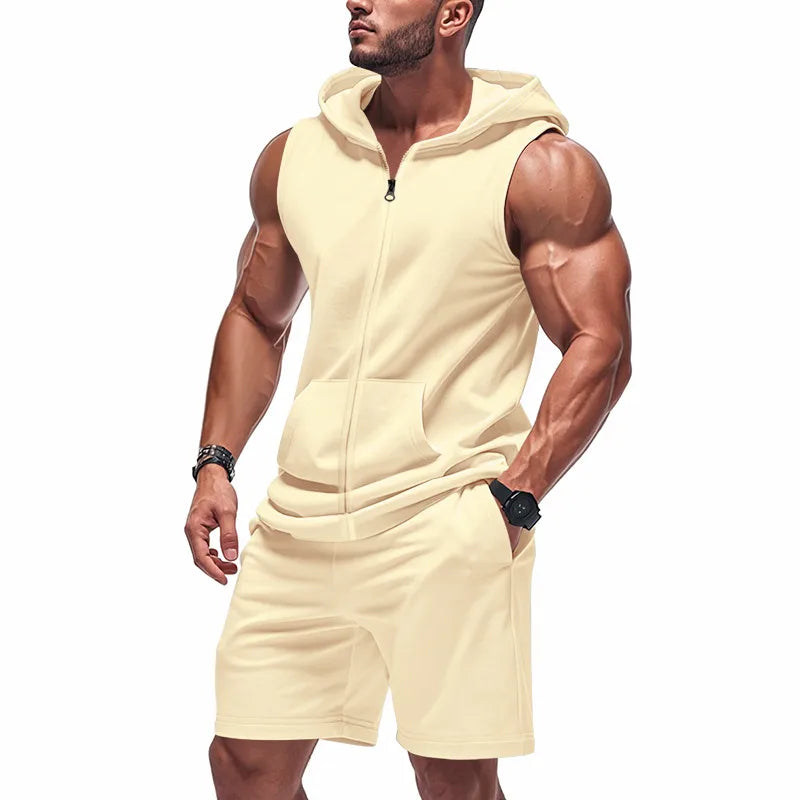 Ensemble Coordonné De Shorts Rouge En Polyester Pour Homme
