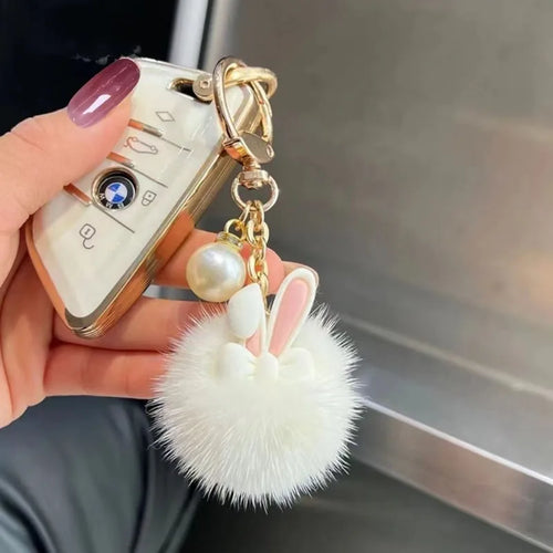 Charme En Peluche Lapin Mignon Style Coréen Avec Nœud Papillon Fourniture De Sac Et Clé Ornement En Forme De Balle Peluche Fée Pour Femmes