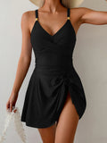 Maillot De Bain Une Pièce Femme Noir En Nylon Avec Dos Nu, Design Uni, Idéal Pour La Natation