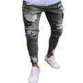 Jeans En Coton Décontractés Pour Hommes – Trous Aux Genoux, Coupe Ajustée, Style Européen