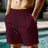 Short Homme Gaufré Cordon Élastique – Style Décontracté Été Plage Piscine Sport