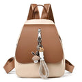 Sac À Dos Femme En Cuir Synthétique Avec Fermeture Éclair, Style Rétro, Motif Bloc De Couleur Pour Usage Décontracté, Sac À Dos De Mode