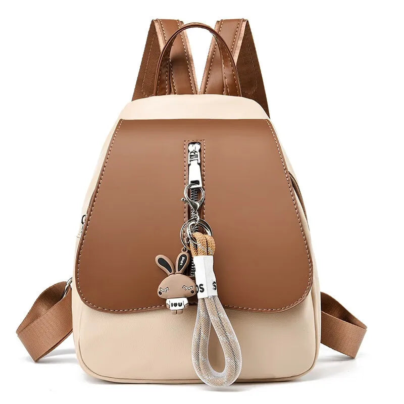 Sac À Dos Femme En Cuir Synthétique Avec Fermeture Éclair, Style Rétro, Motif Bloc De Couleur Pour Usage Décontracté, Sac À Dos De Mode