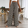 Pantalon Large Femme Imprimé Géométrique – Style Bohème, Taille Élastique